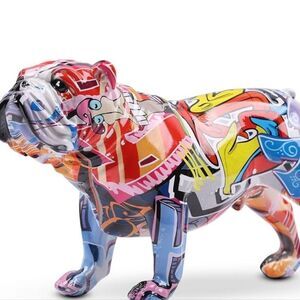 Interior Illusions Colorful Graffiti Bulldog Statue